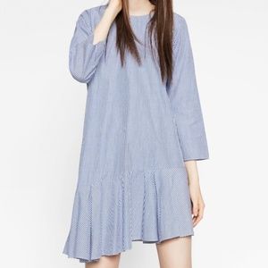 Zara Asymmetric Striped Cotton Dress